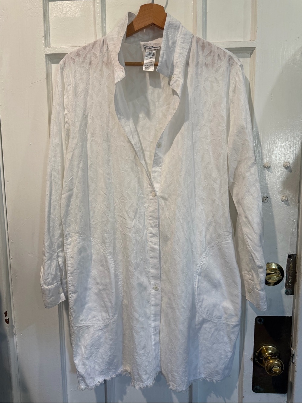 Tommy Bahama White Long Button-Front Women's Top